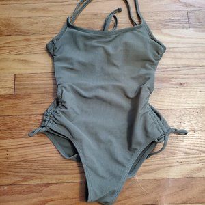 One piece rib knit swimsuit